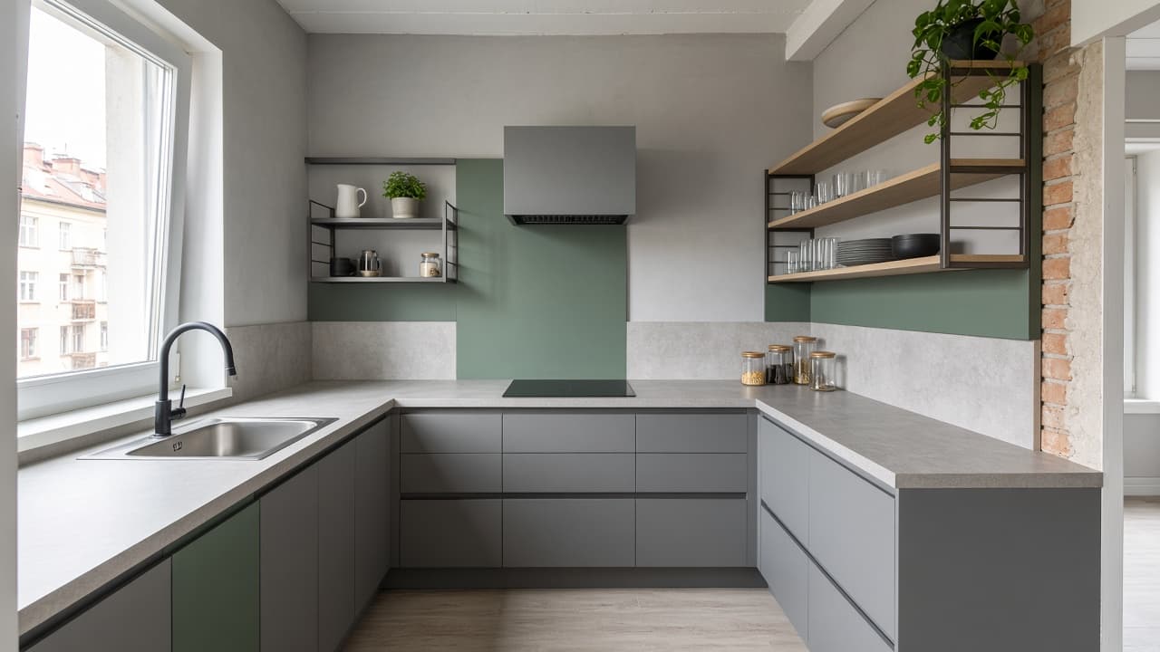 Kuchnia premium: kuchnia loft, do 6 m², na planie litery U